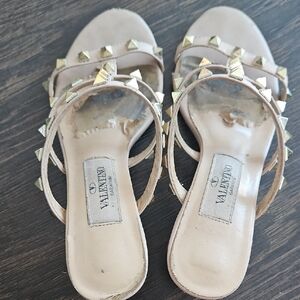 Valentino Gold Studded Beige Sandals